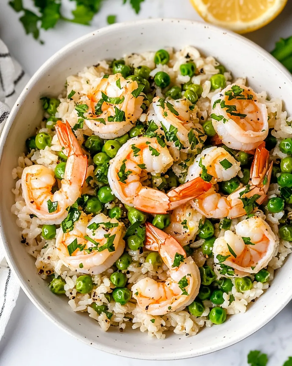 Easy 30-Minute Shrimp, Peas and Rice food shot