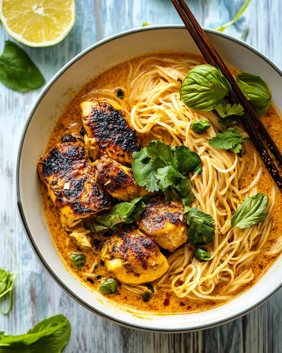 Easy 30 Minute Creamy Thai Turmeric Chicken and Noodles. recipe photo