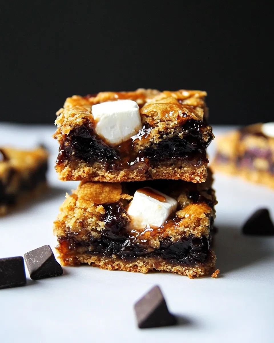 Delicious 5 Ingredient Caramelized Smores Cookie Bars image