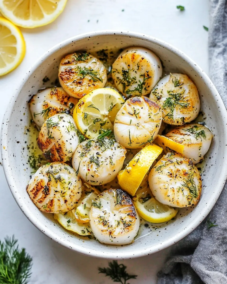 Delicious Air Fryer Lemon Dill Scallops plate image