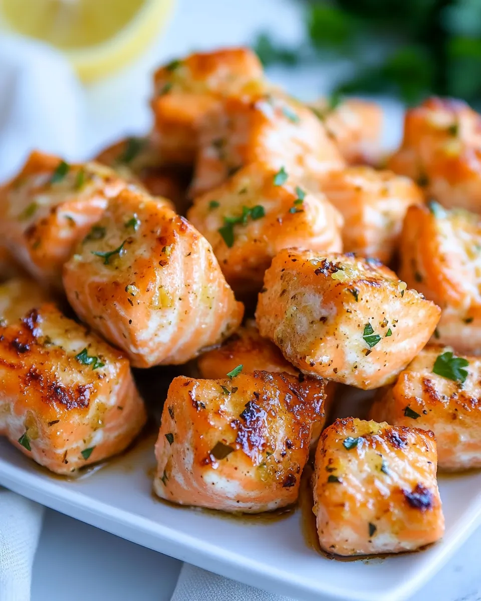 Easy Air Fryer Lemon Garlic Salmon Bites photo
