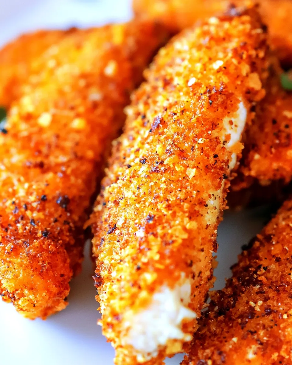 Delicious Air Fryer Potato Chip Chicken Tenders food shot