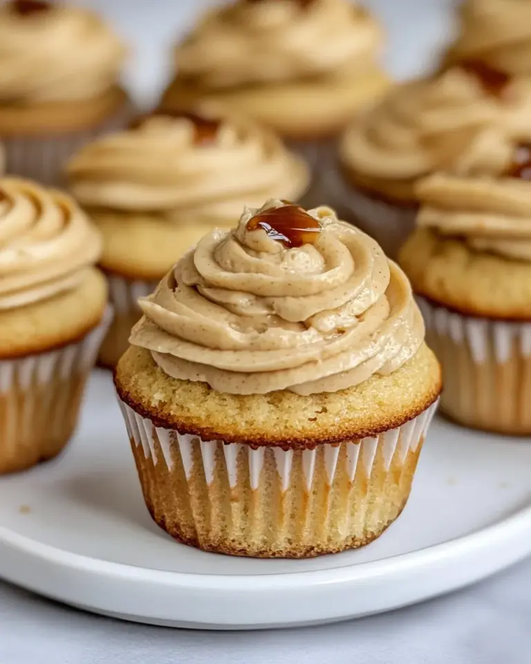 Homemade Almond Cupcakes with Caramel Frosting photo