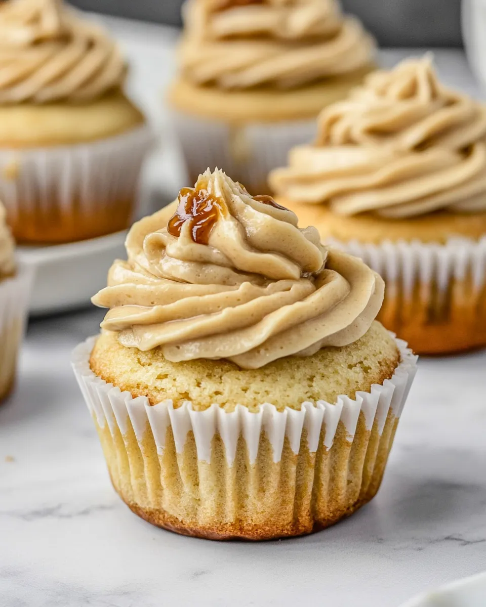 Delicious Almond Cupcakes with Caramel Frosting dish photo