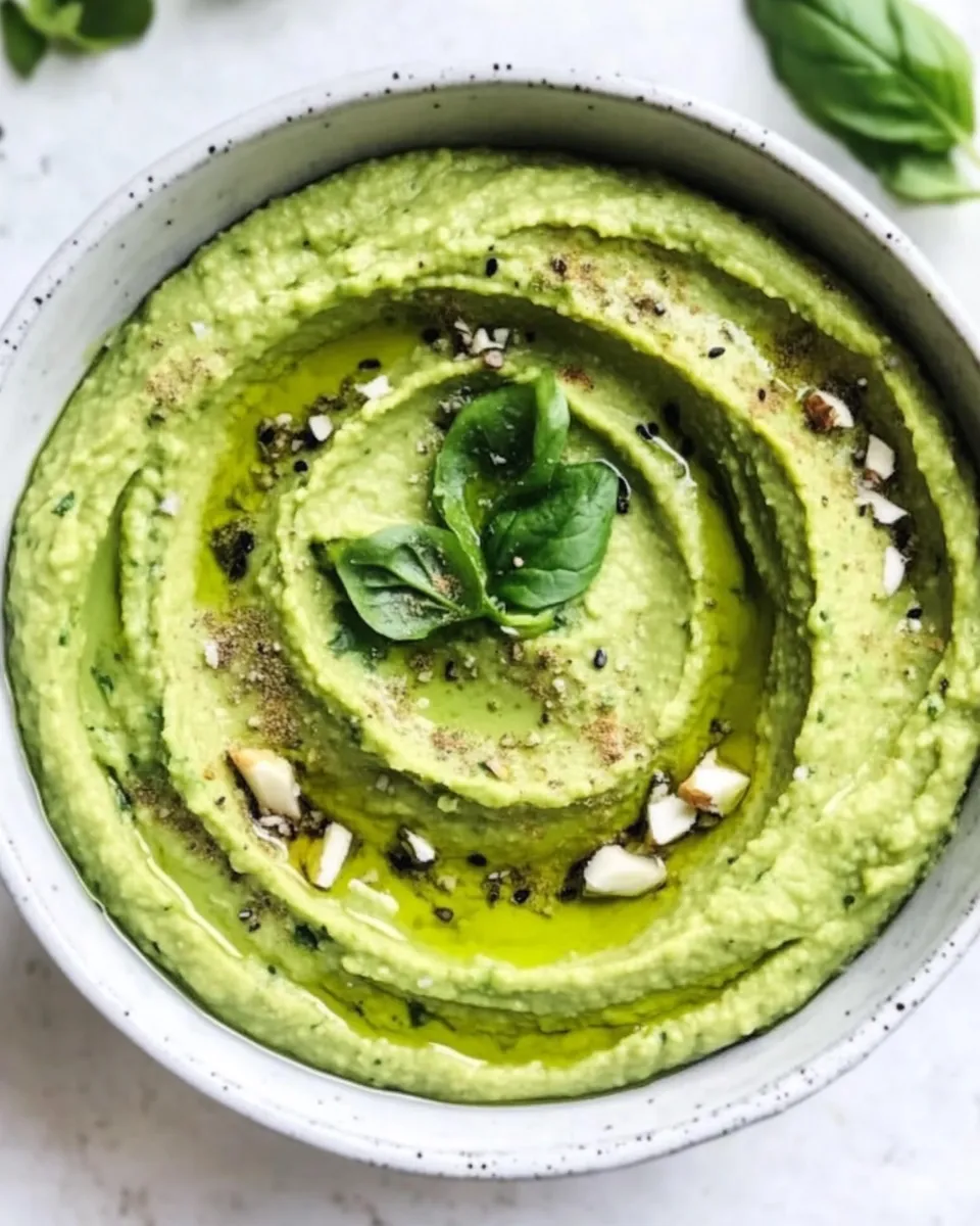 Easy Avocado Hummus with Spinach food shot