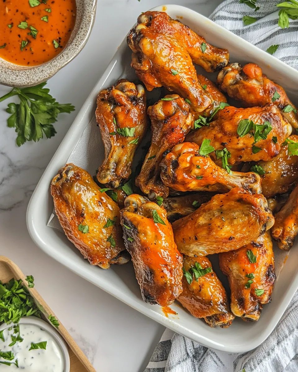 Delicious Baked Buffalo Chicken Wings plate image