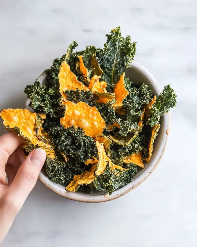 Homemade Baked Cheddar Kale Chips photo