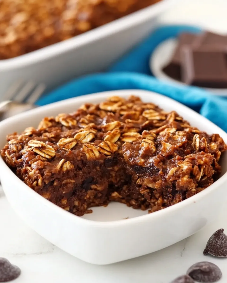 Easy Baked Chocolate Oatmeal food shot