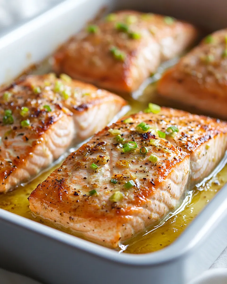 Easy Baked Garlic Butter Salmon food shot