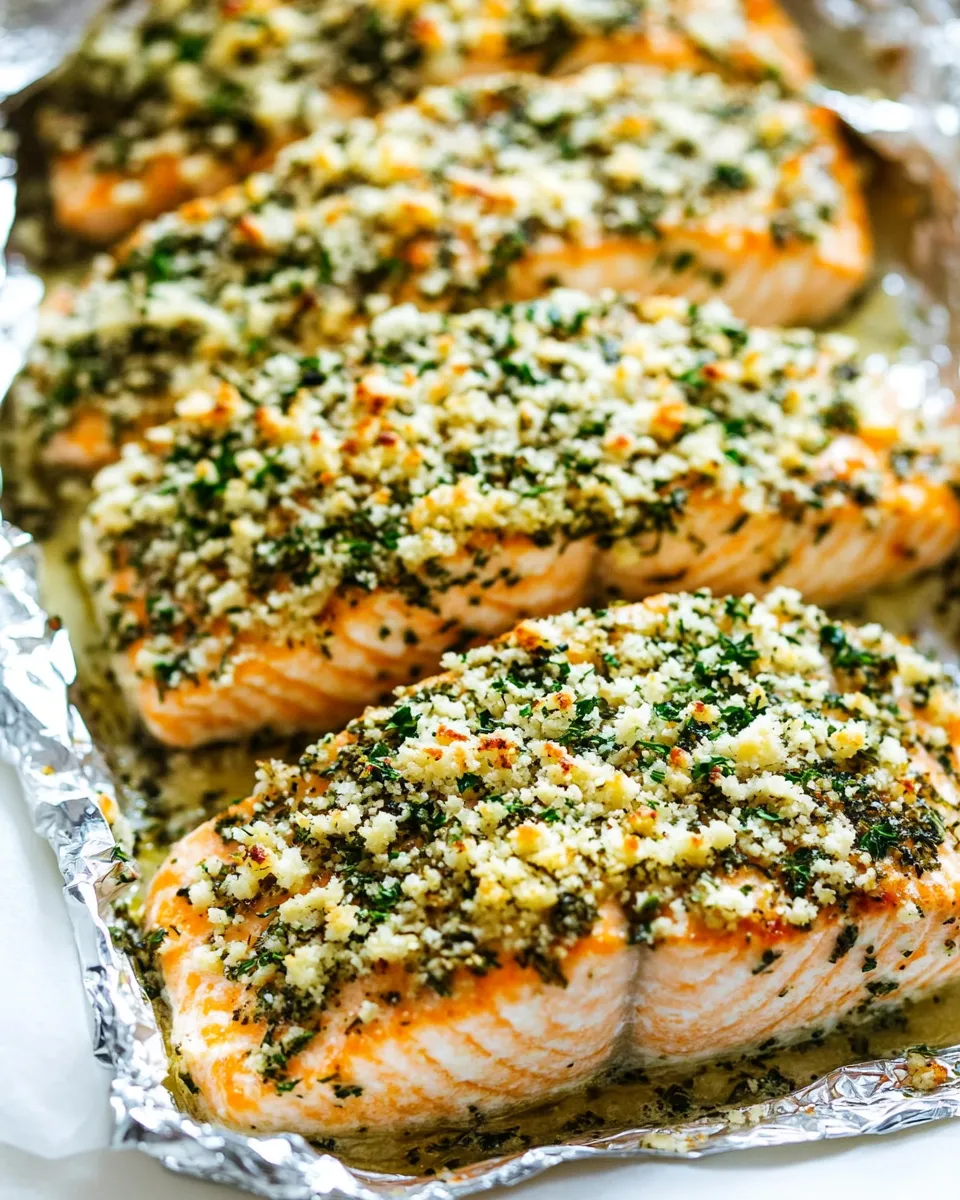 Homemade Baked Parmesan Garlic Herb Salmon in Foil recipe photo