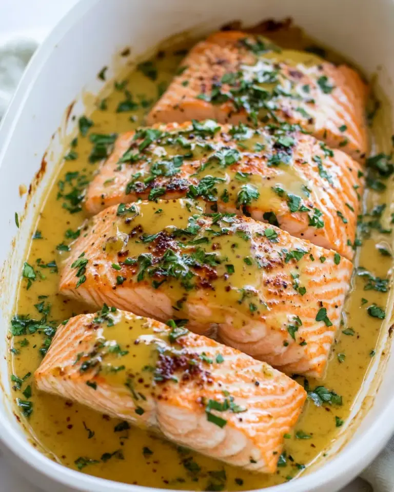 Homemade Baked Salmon with Buttery Honey Mustard Sauce photo