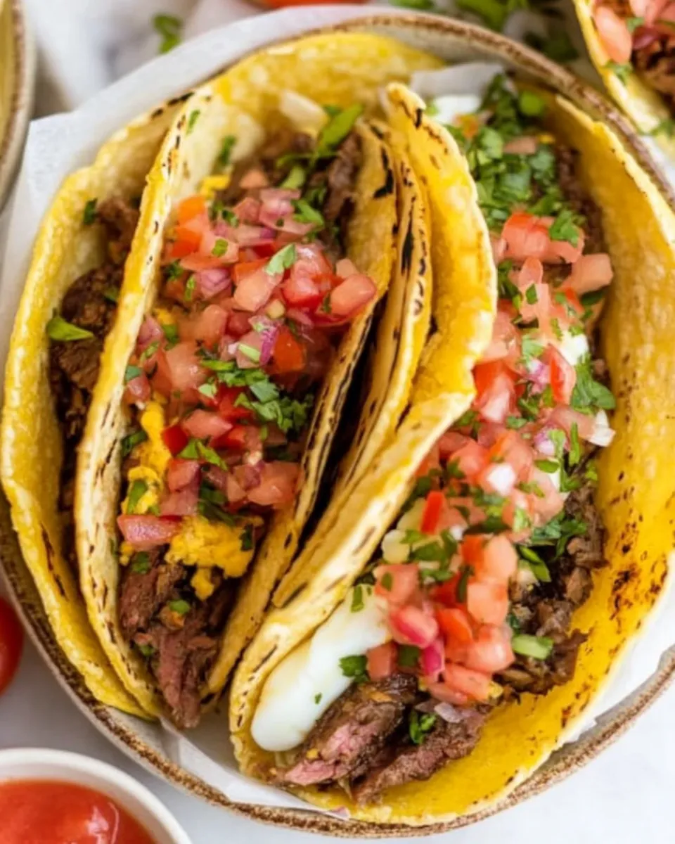 Easy Baked Steak and Eggs Tacos (Breakfast Tacos Recipe) recipe photo