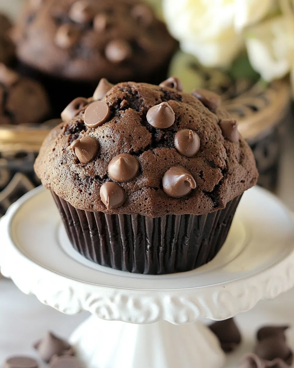 Delicious Bakery Style Double Chocolate Muffins Recipe food shot