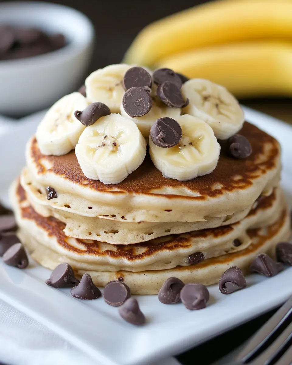 Easy Banana Chocolate Chip Pancakes food shot