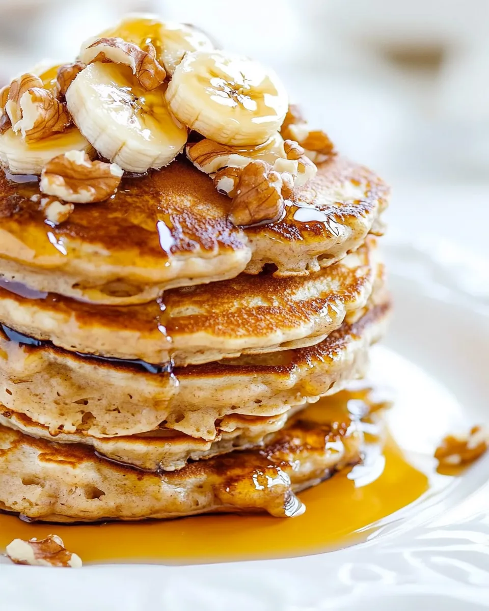 Delicious Banana Nut Pancakes plate image