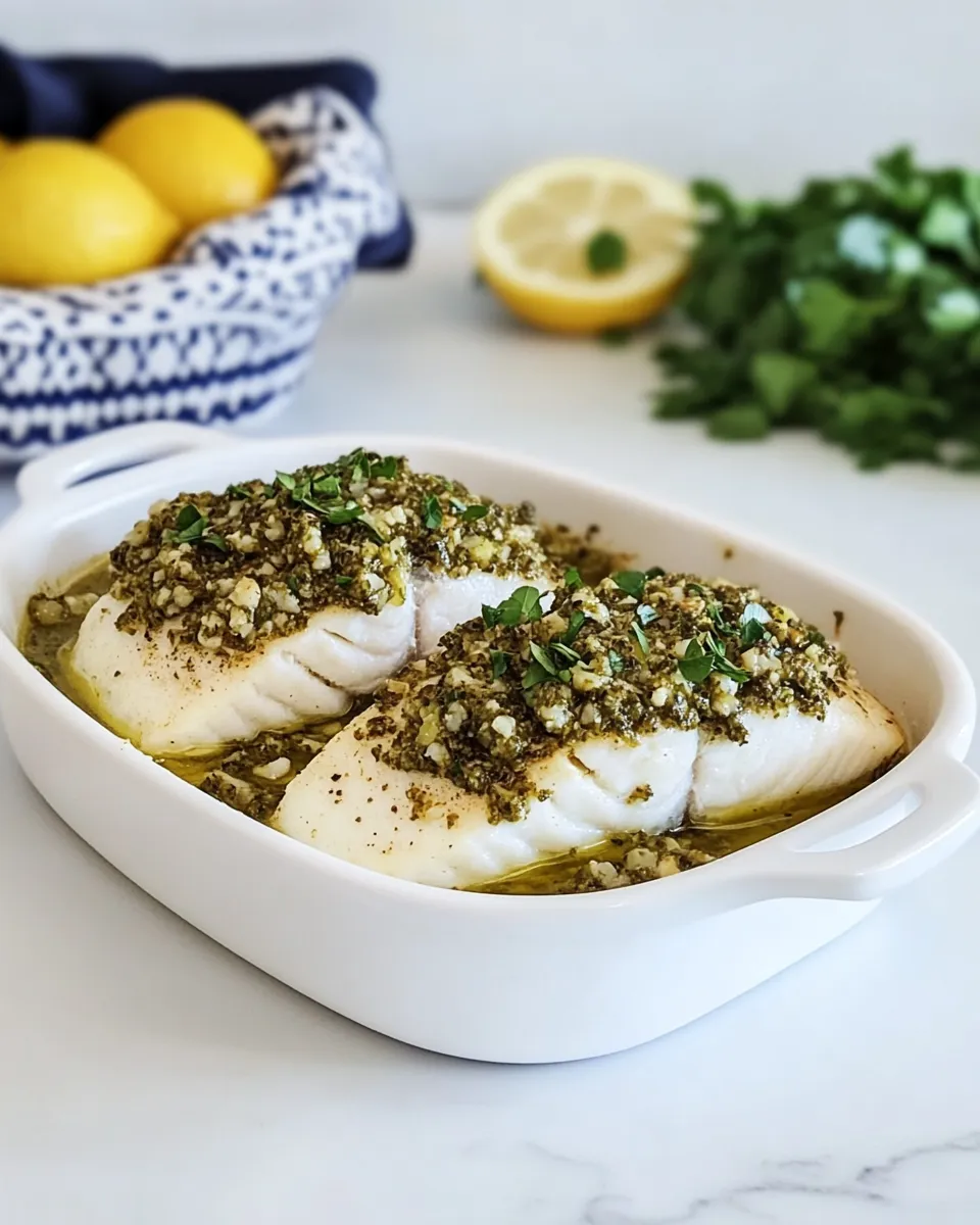 Homemade Basil Tapenade Baked Whitefish photo
