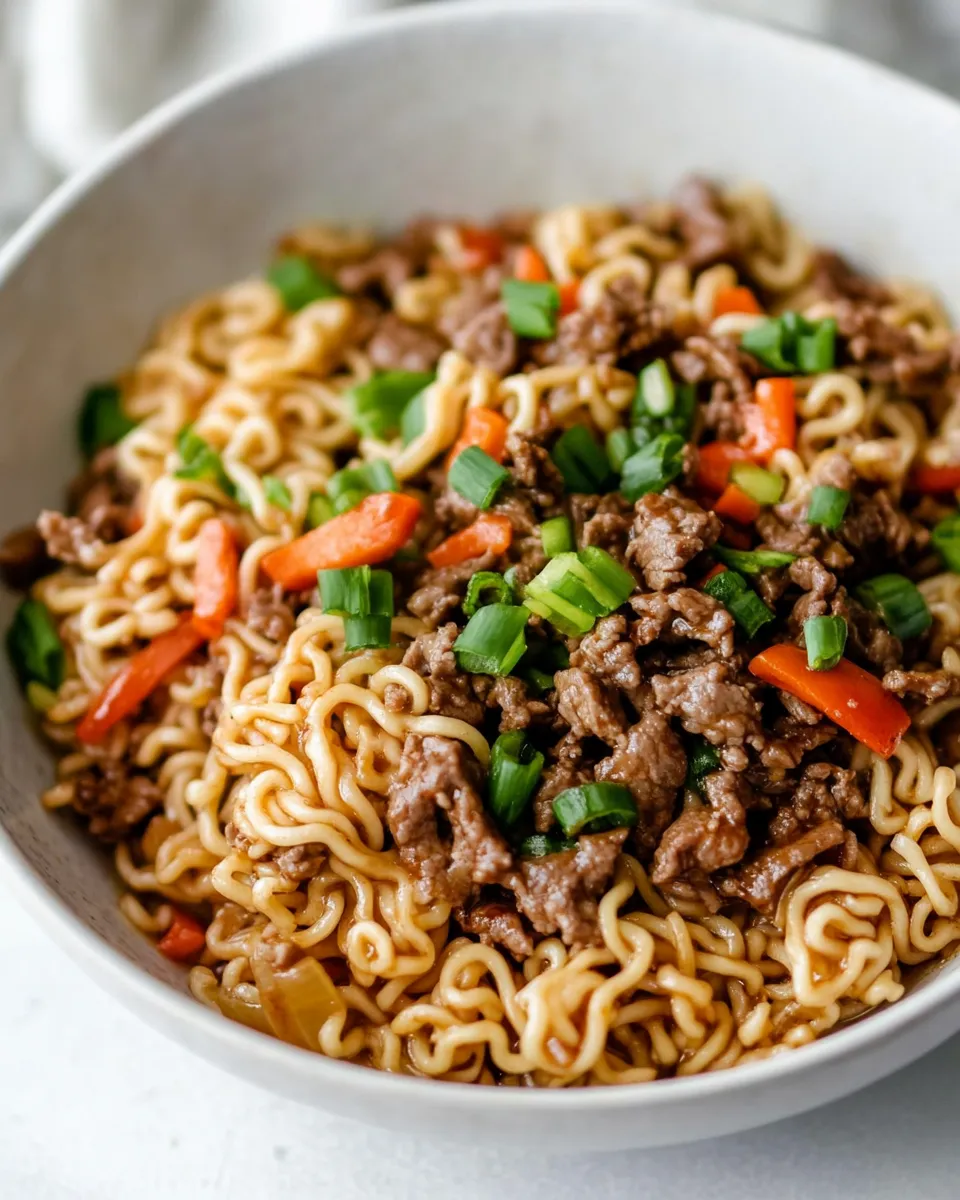 Easy Beef Ramen Noodles (Stir Fry) food shot
