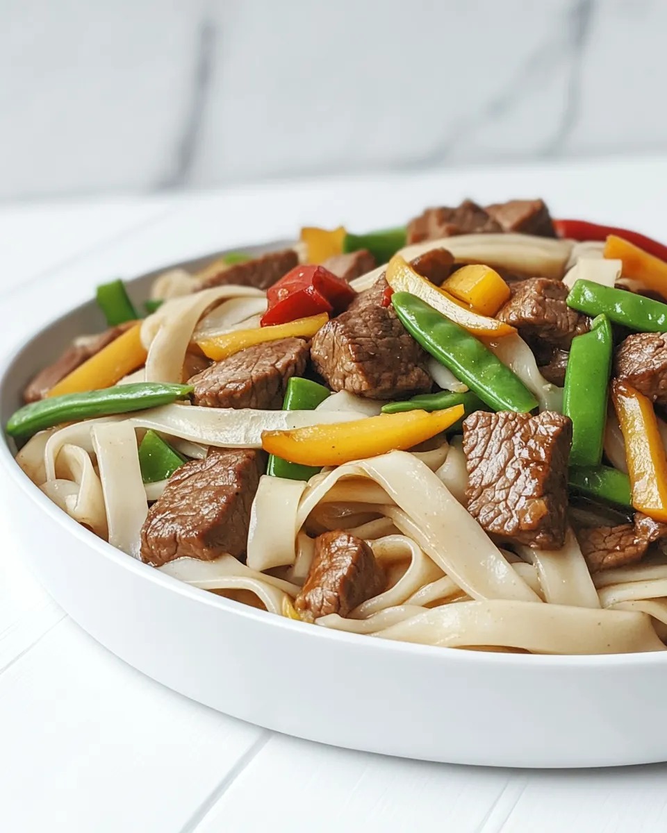 Classic Beef Stir Fry with Flat Rice Noodles image