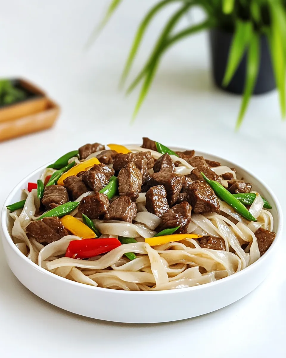 Delicious Beef Stir Fry with Flat Rice Noodles dish photo