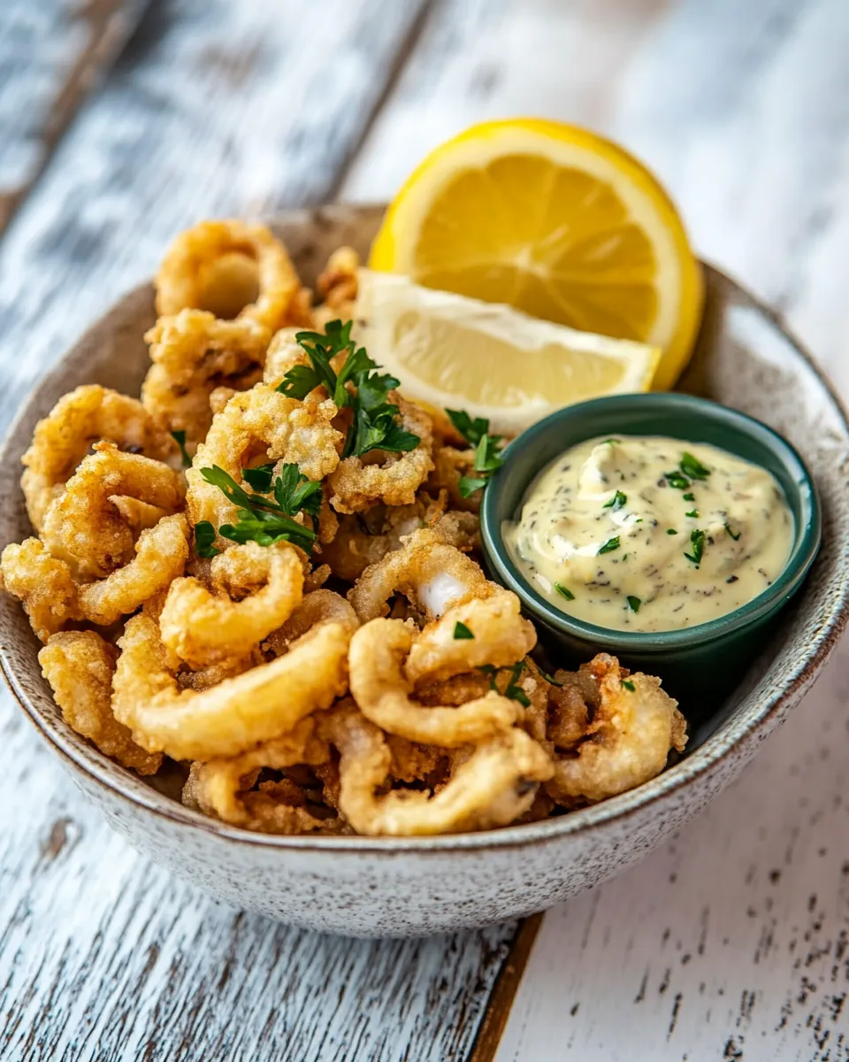 Delicious Best Fried Calamari Recipe with Tartar Sauce dish photo