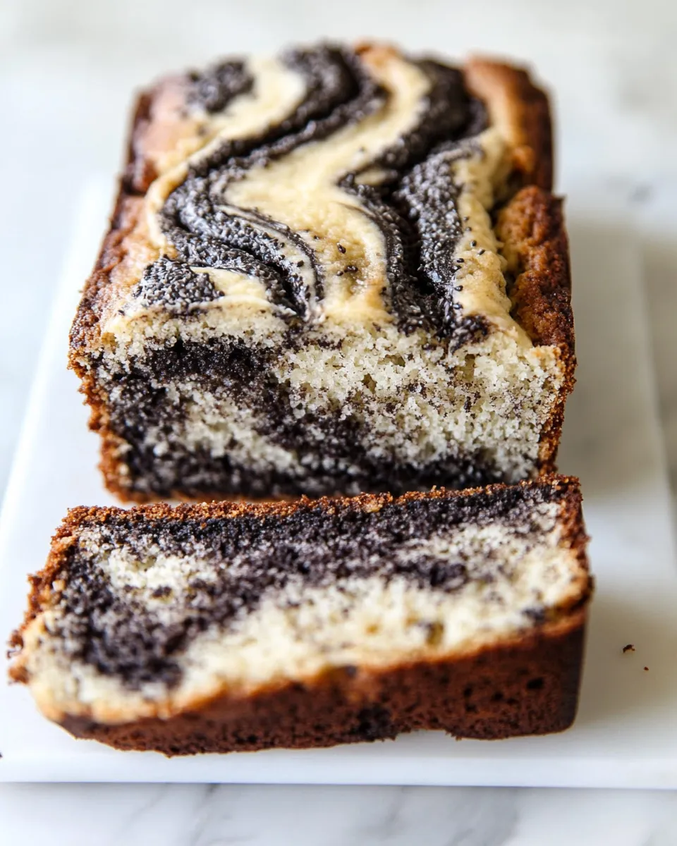 Easy Black Sesame Swirl Banana Bread food shot