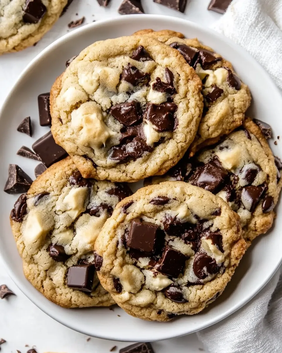 Easy Black and White Chewy Chocolate Chunk Cookies food shot