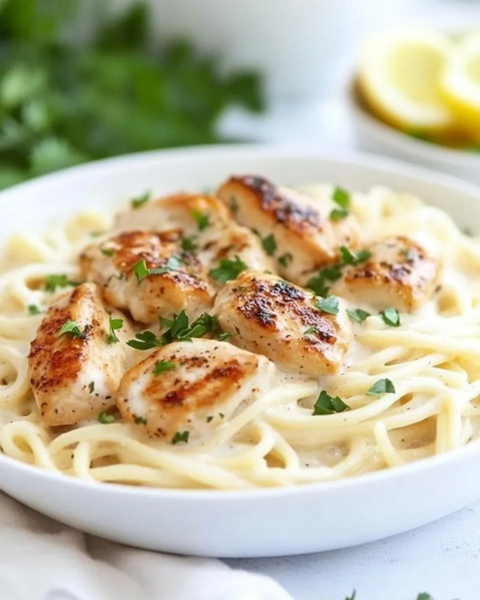Homemade Blackened Chicken Alfredo Pasta photo