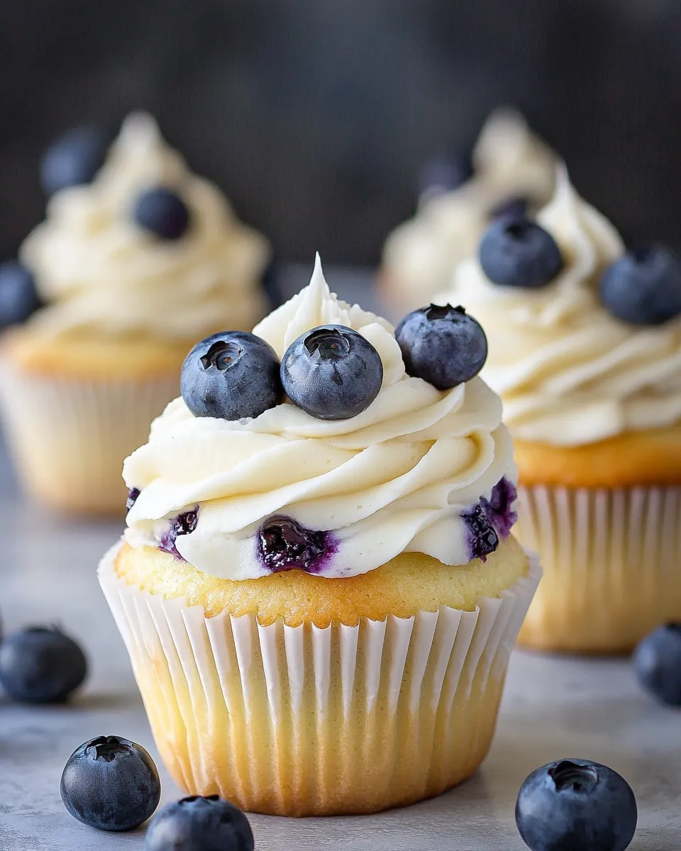 Easy Blueberry Cupcakes with Cream Cheese Frosting recipe photo
