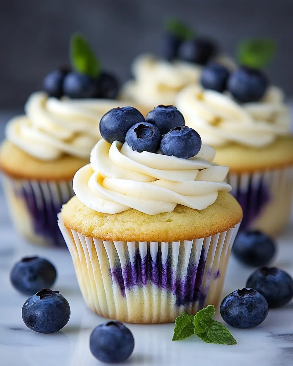 Delicious Blueberry Cupcakes with Cream Cheese Frosting dish photo