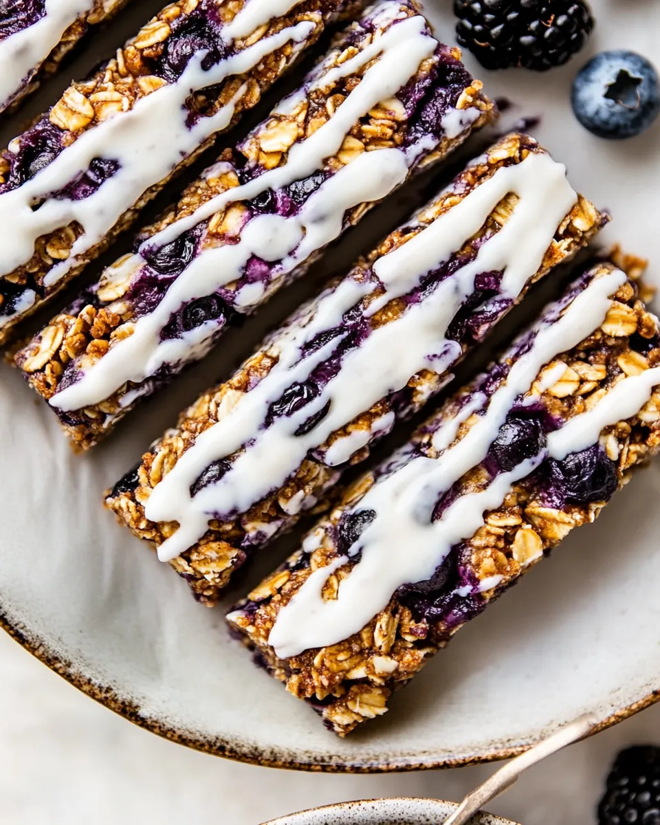 Classic Blueberry Yogurt Granola Bars. food shot