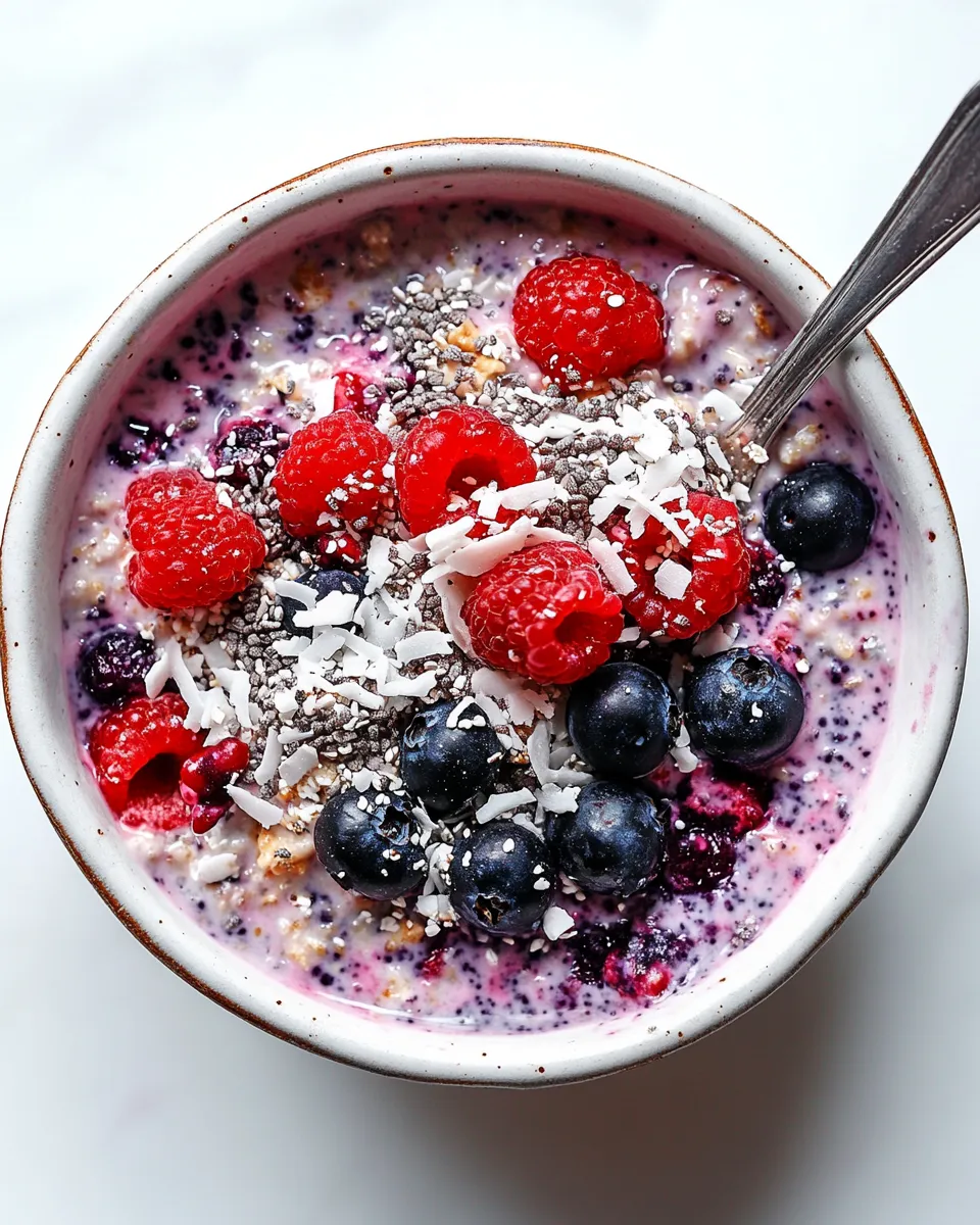 Easy Blueberry & Coconut Bircher Muesli food shot