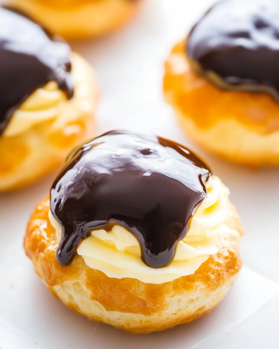 Easy Boston Cream Puffs food shot