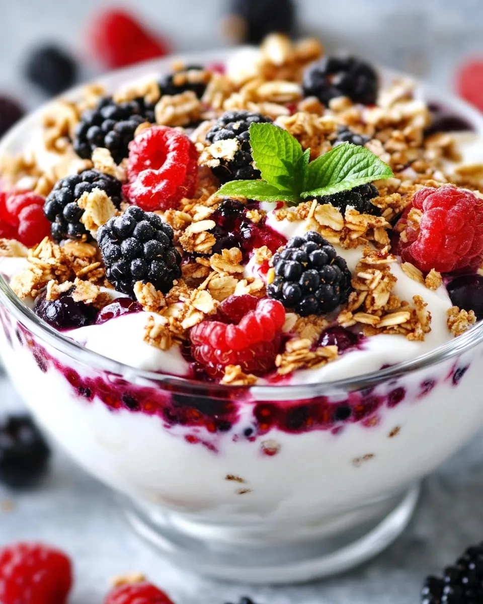 Easy Breakfast Berry and Yogurt Crunch food shot