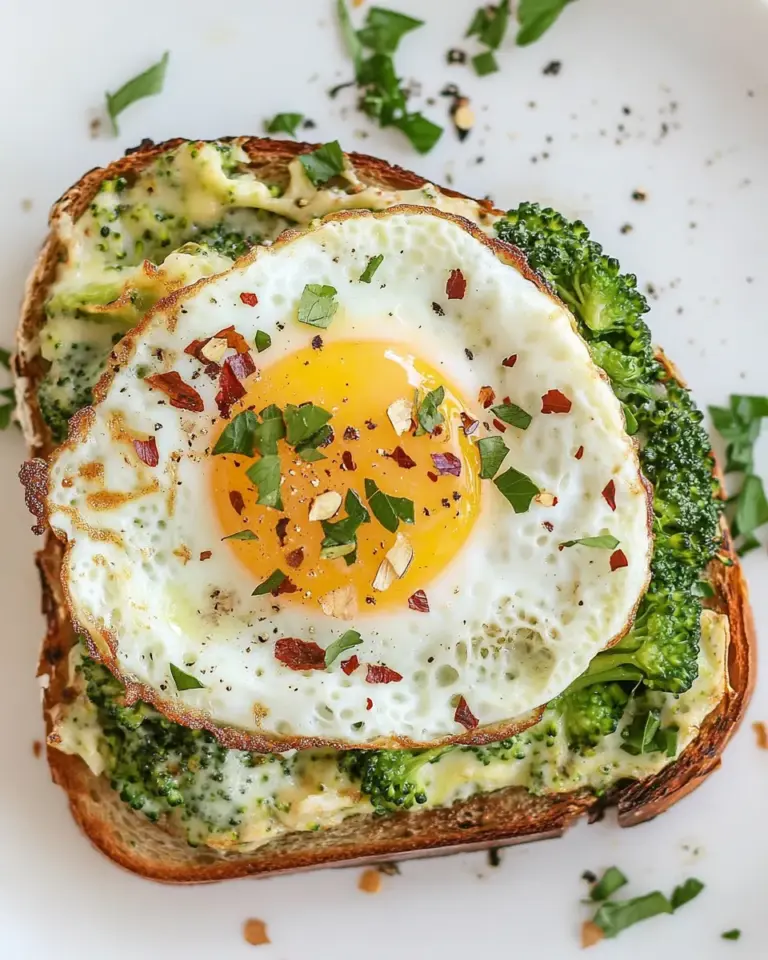 Homemade Broccoli Melt with Fried Egg recipe photo