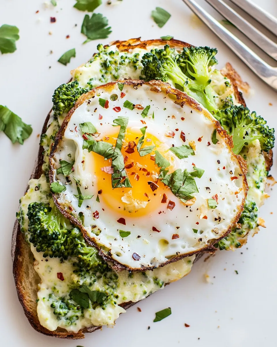 Easy Broccoli Melt with Fried Egg food shot