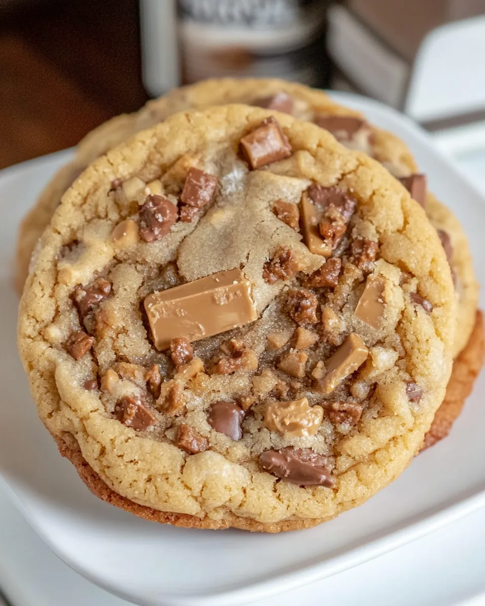 Easy Brown Butter Toffee Cookies food shot