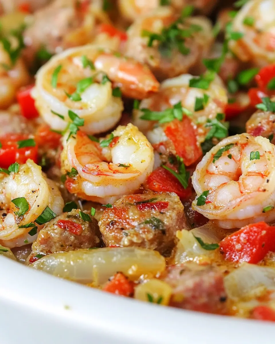Easy Cajun Shrimp and Sausage food shot