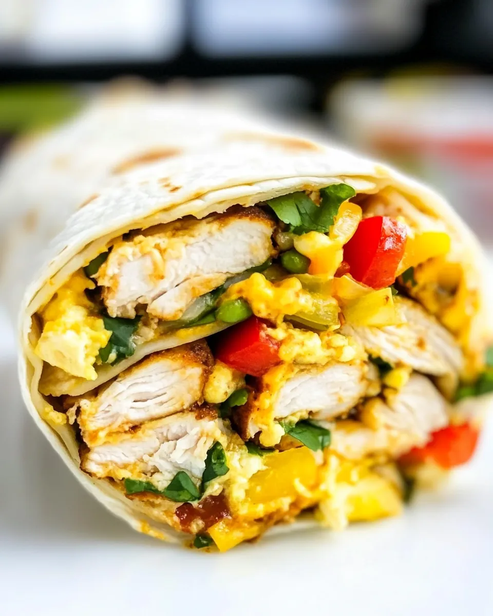 Easy California Chicken Breakfast Burrito food shot