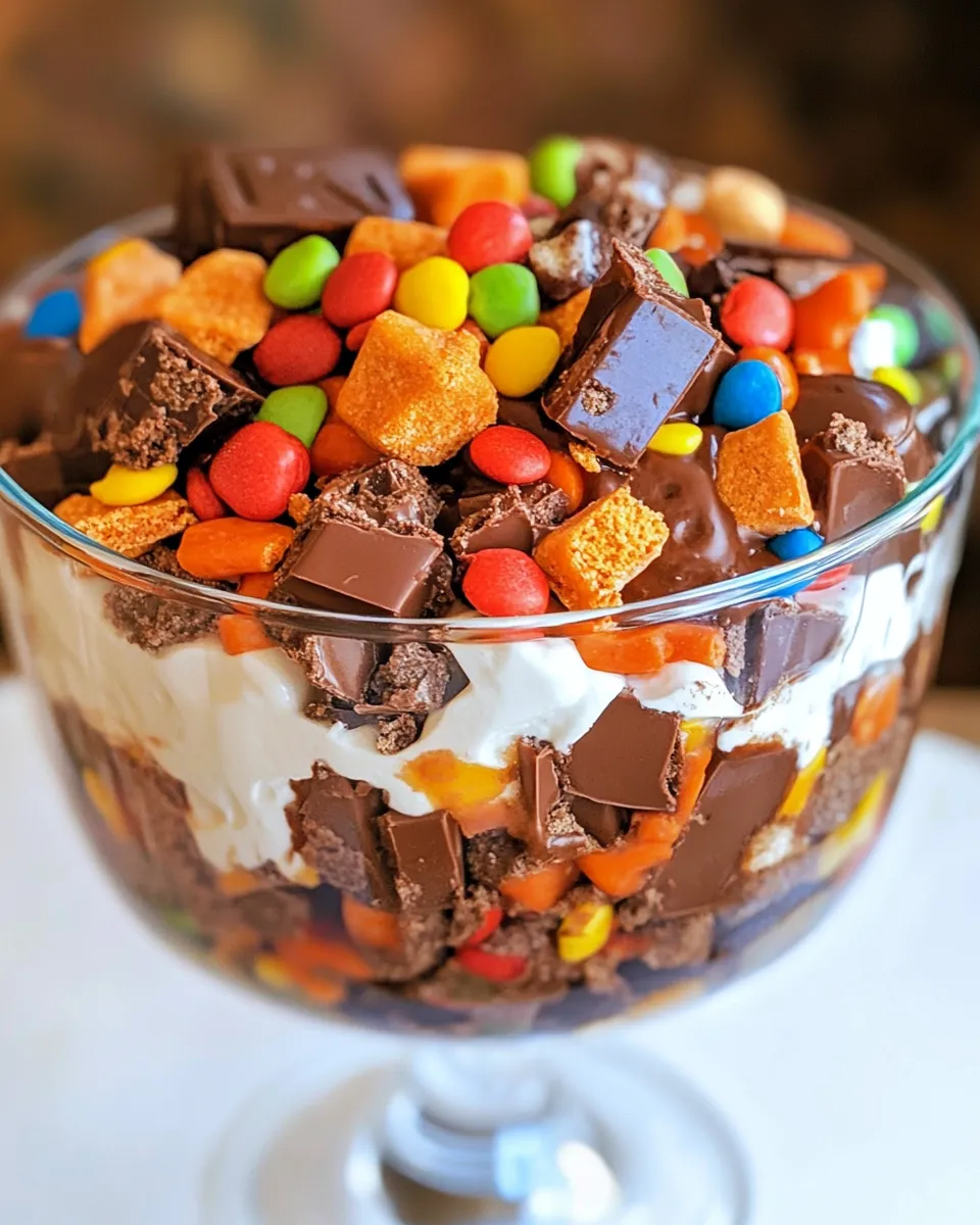 Easy Candy Bar Trifle food shot