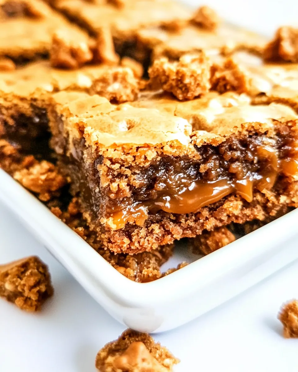 Delicious Caramel Blondies with Crunch Bars shot