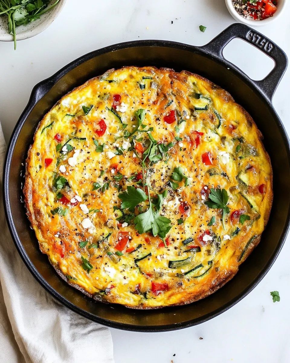 Homemade Caramelized Onion, Red Pepper and Zucchini Frittata photo