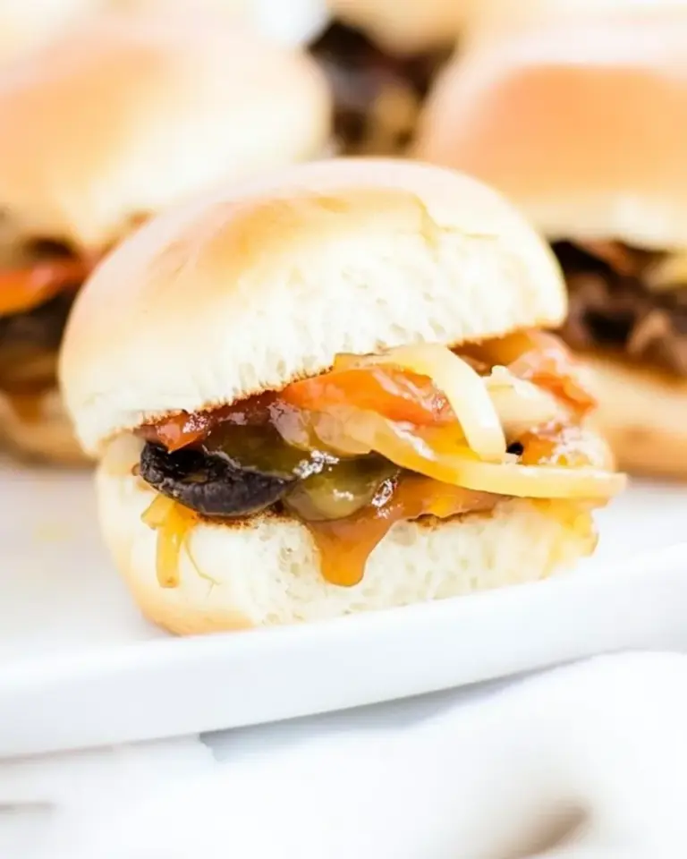 Homemade Caramelized Onion and Portobello Mushroom Sliders with Fry Sauce recipe photo