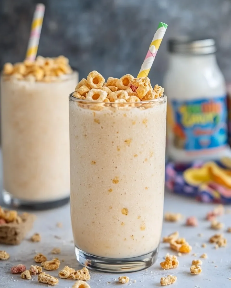 Easy Cereal Milk Breakfast Smoothie (3 Ways!) food shot
