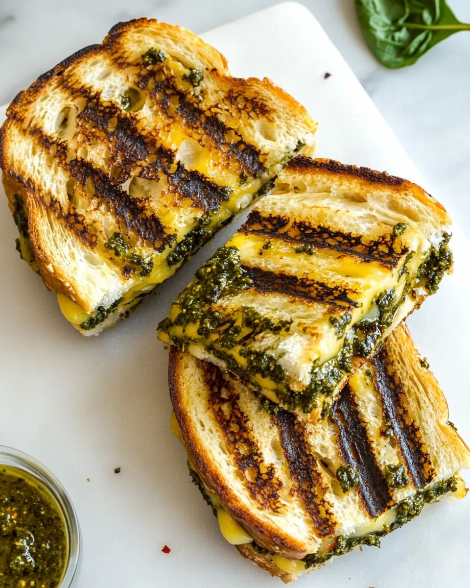 Classic Cheddar Pesto Panini Melts dish photo