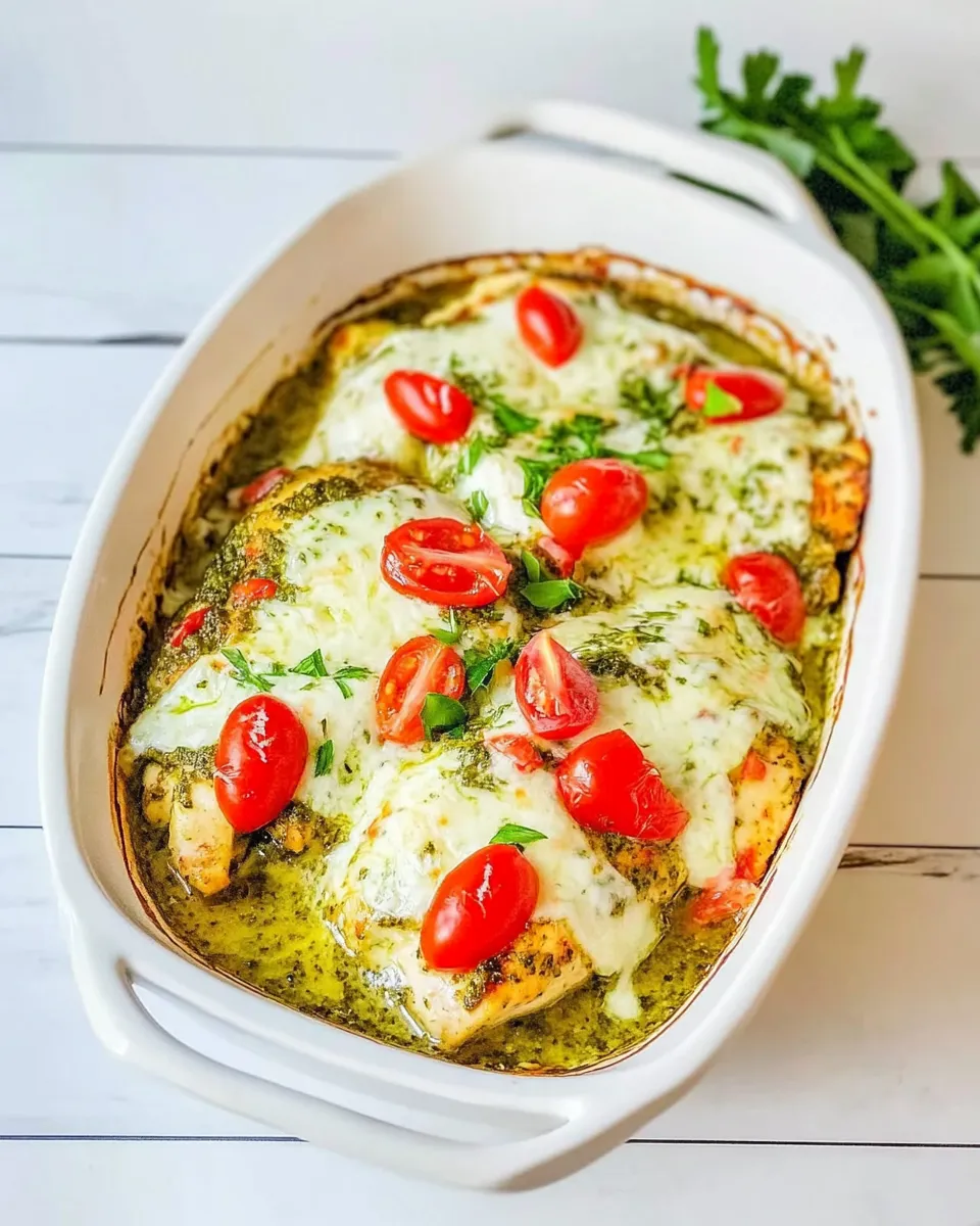 Classic Cheesy Baked Pesto Chicken dish photo