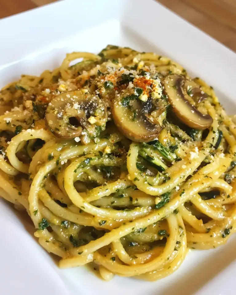 Homemade Cheesy Mushroom & Zucchini Pasta dish photo