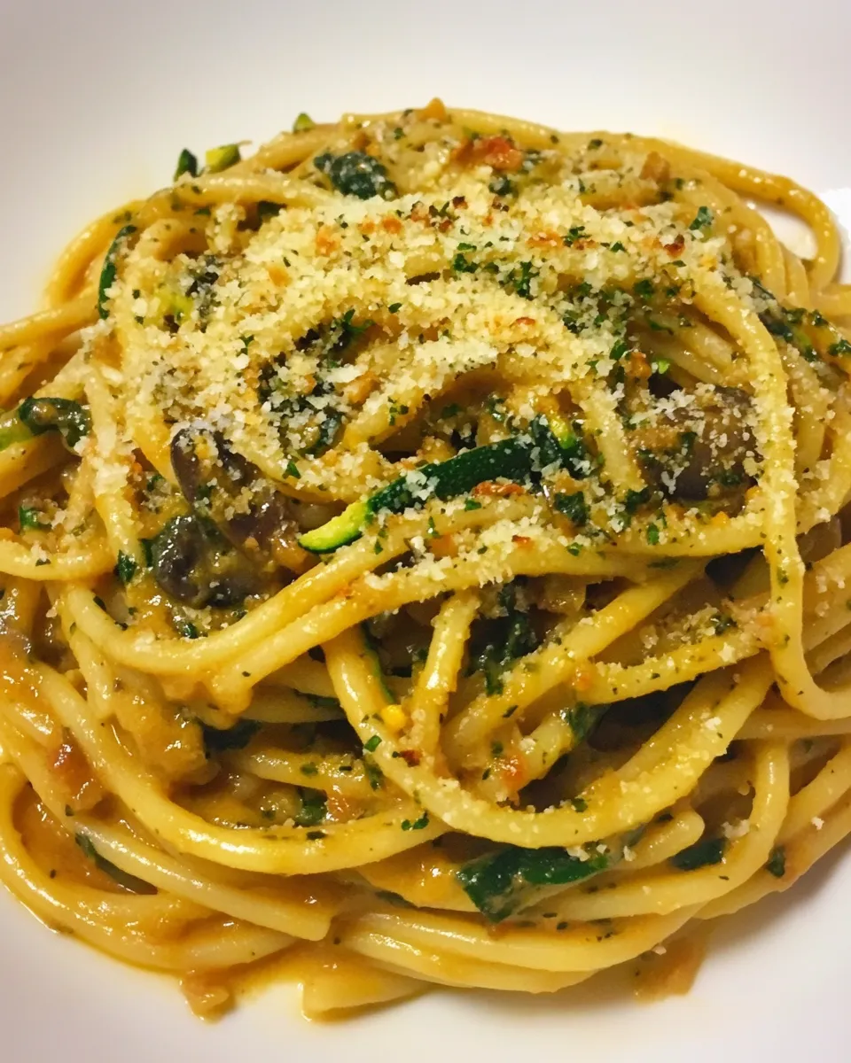Classic Cheesy Mushroom & Zucchini Pasta recipe image