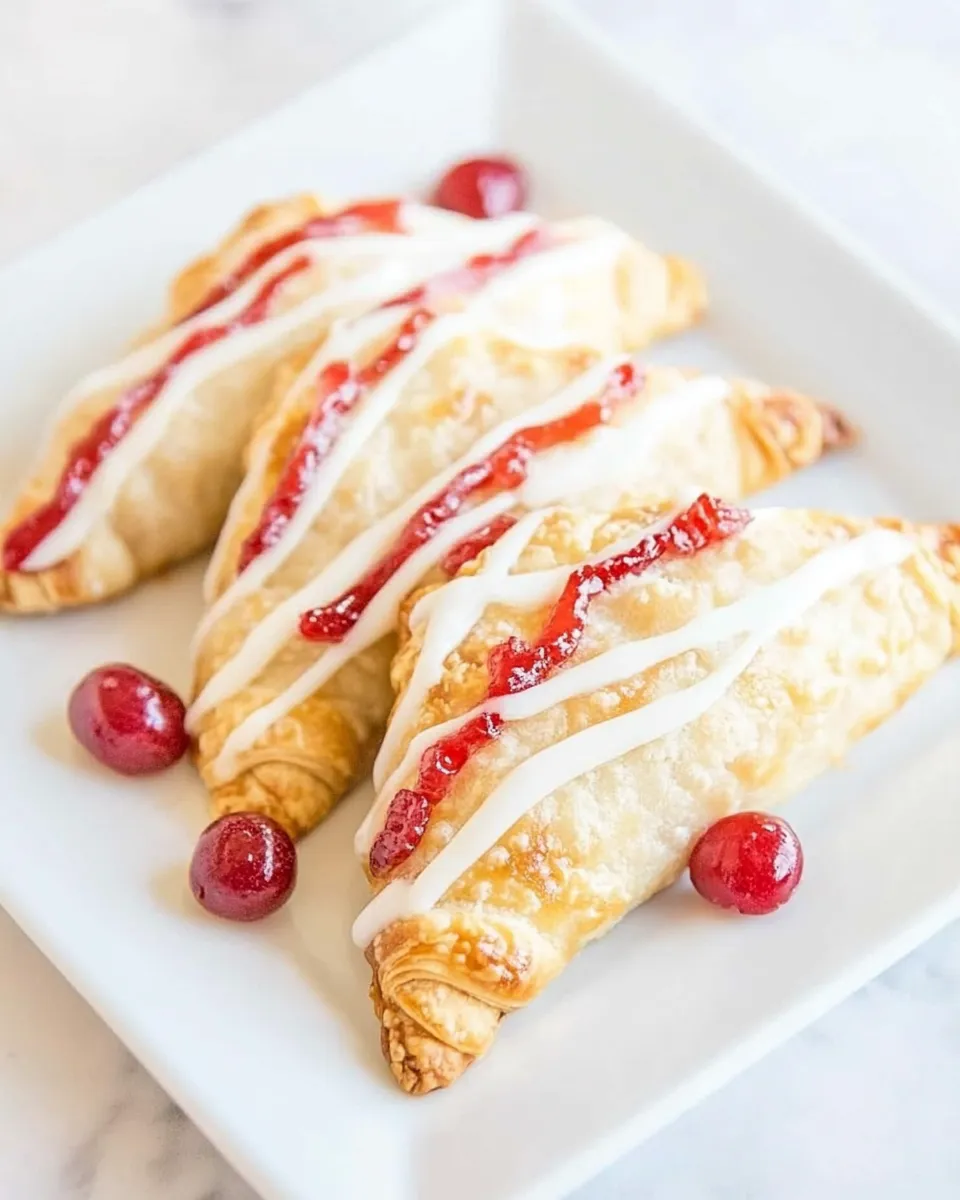 Easy Cherry and Cream Cheese Turnovers with Vanilla Cream Cheese Glaze recipe image