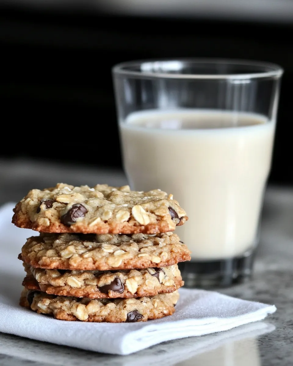 Delicious Chewy Chocolate Chip Oatmeal Cookies. recipe image