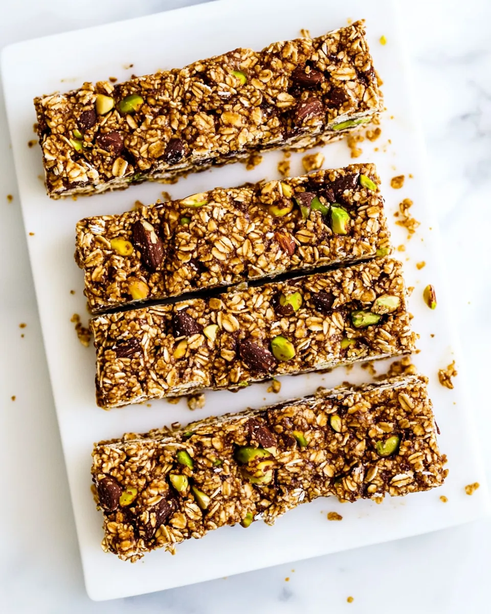 Classic Chewy Pistachio Macaroon Granola Bars. dish photo